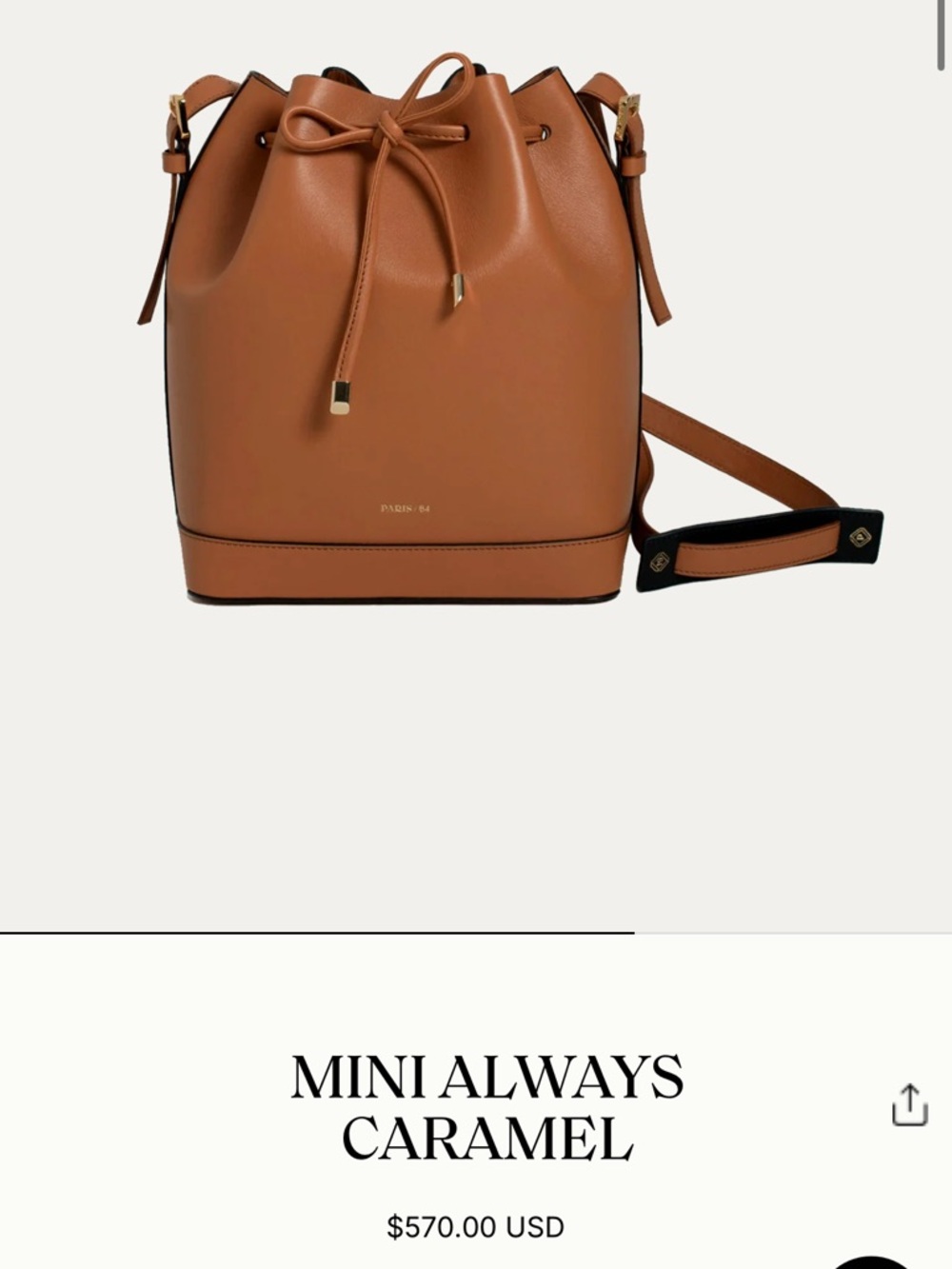 Caramel Drawstring Crossbody Bucket Bag